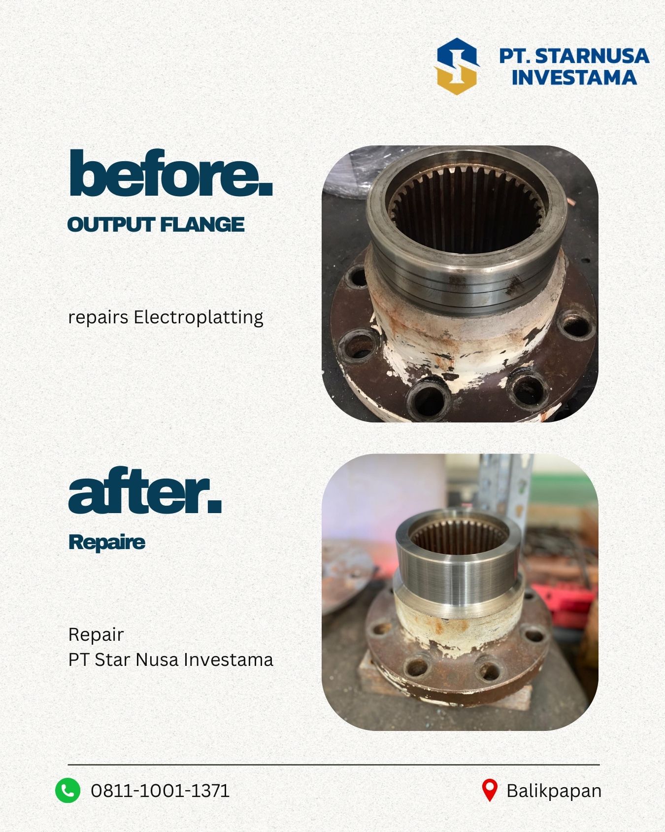 Output Flange Electroplatting Before After.jpg
